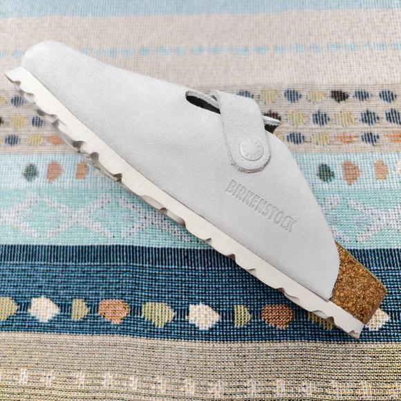 Birkenstock White Boston Suede Shoes | Women's Narrow Fit - Picture 6 of 6